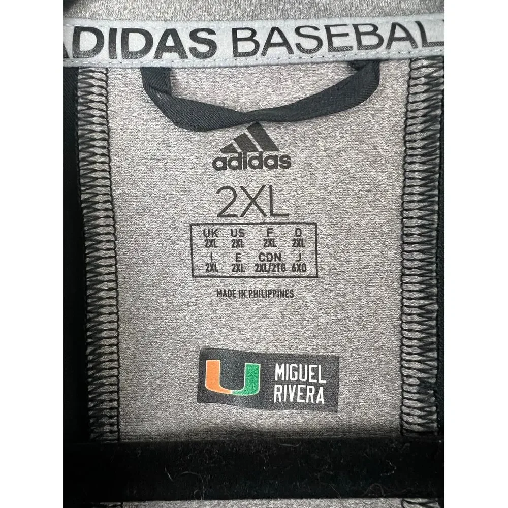 Men’s Adidas U-Miami Hurricanes Quarter-Zip Coaches Short Sleeve Pullover 2XL